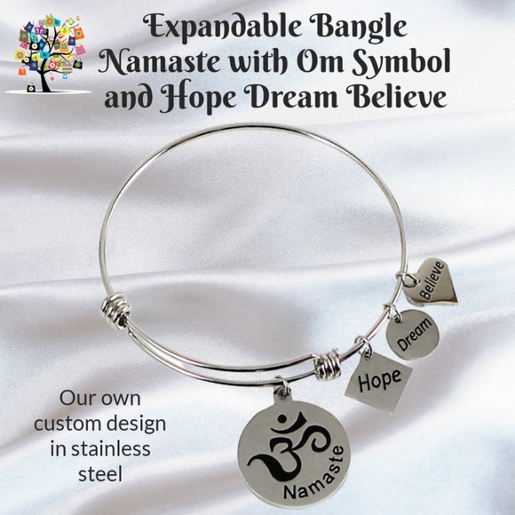 Dragonfly Spirit Designs Jewelry - Expandable Charm Bangle Namaste Hope Dream Believe